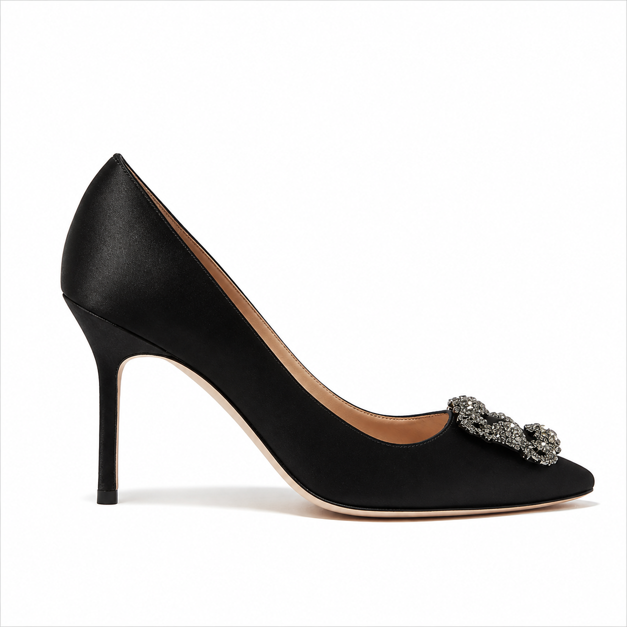 Hangisi Siyah Saten 10Cm Stiletto