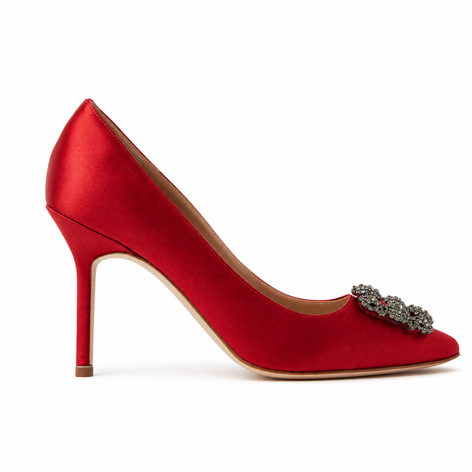 Hangisi Kırmızı Saten 10Cm Stiletto