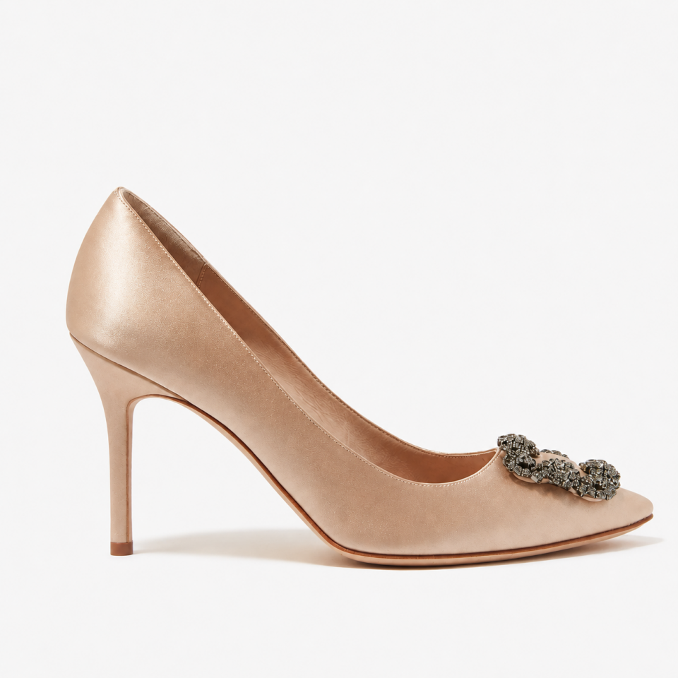 Hangisi Bej Saten 10Cm Stiletto