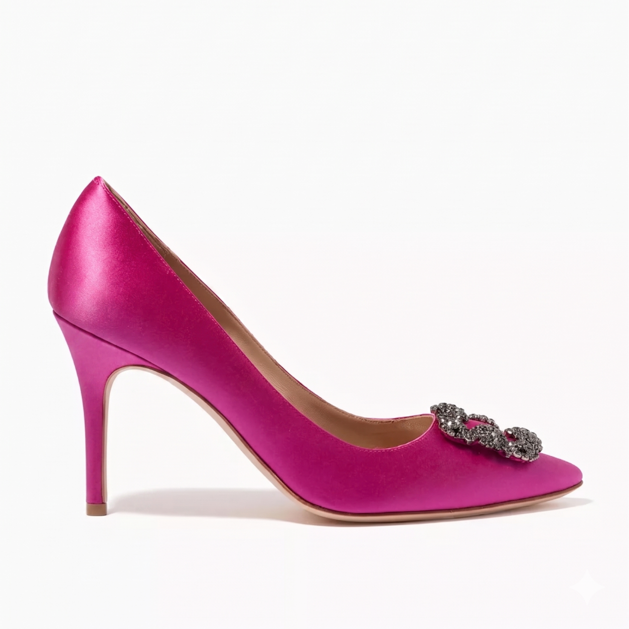 Hangisi Fuşya Saten 10Cm Stiletto