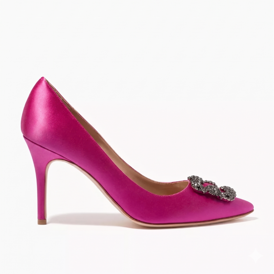 Hangisi Fuşya Saten 10Cm Stiletto