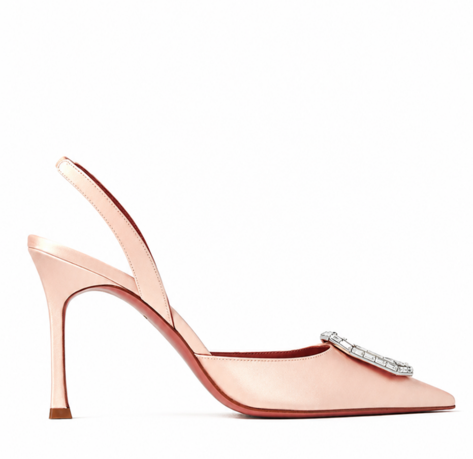 Bej Saten Taşlı 10Cm Stiletto