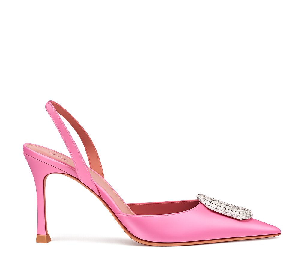 Pembe Saten Taşlı 10Cm Stiletto