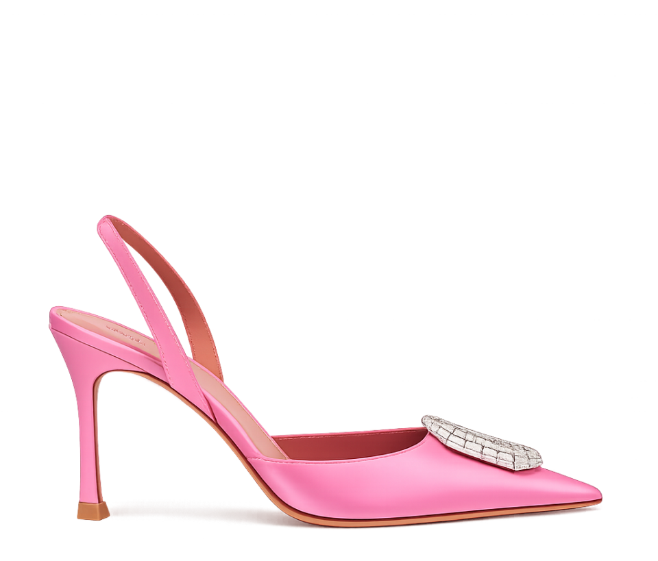 Pembe Saten Taşlı 10Cm Stiletto