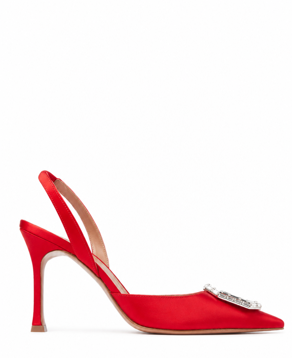 Kırmızı Saten Taşlı 10Cm Stiletto