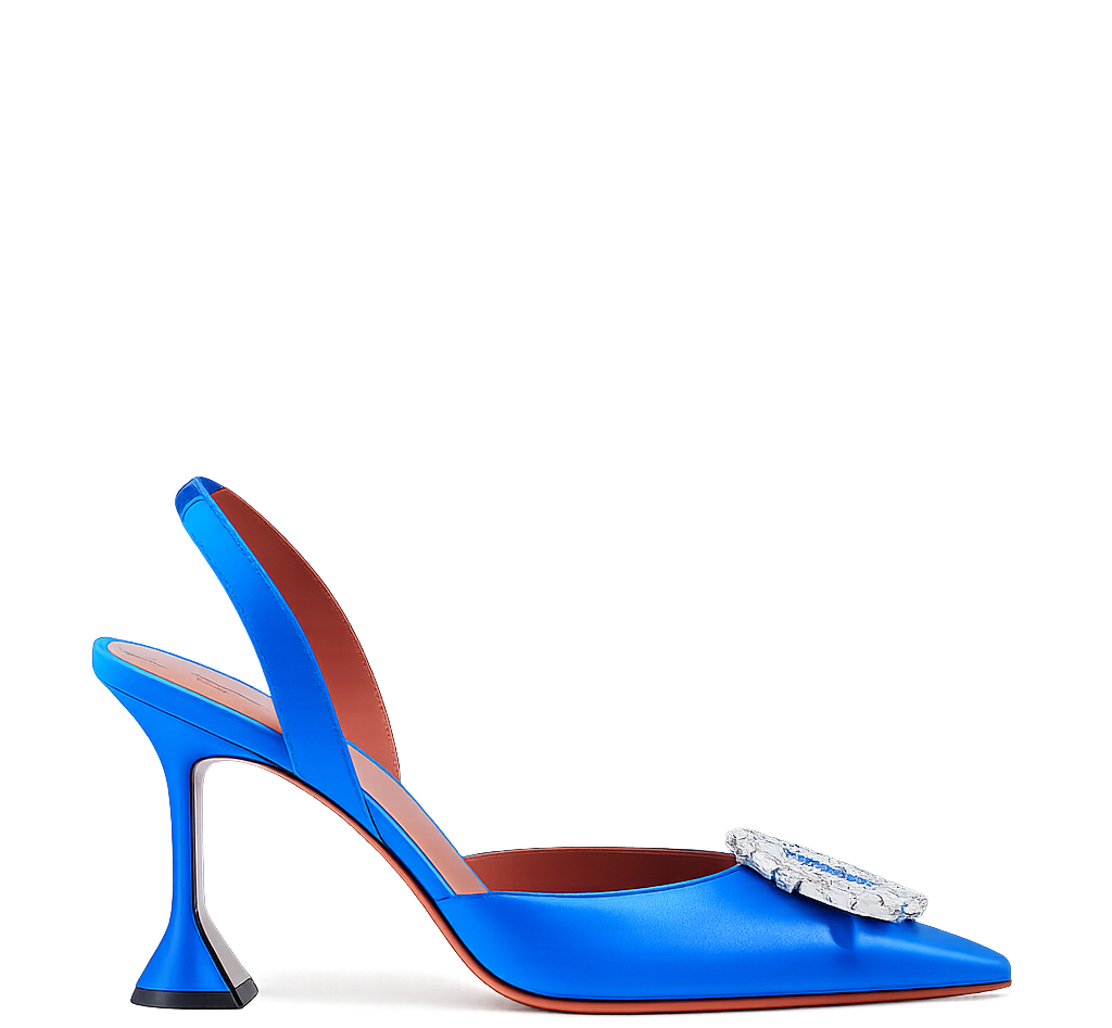 Saks Mavi Saten Taşlı 10Cm Stiletto