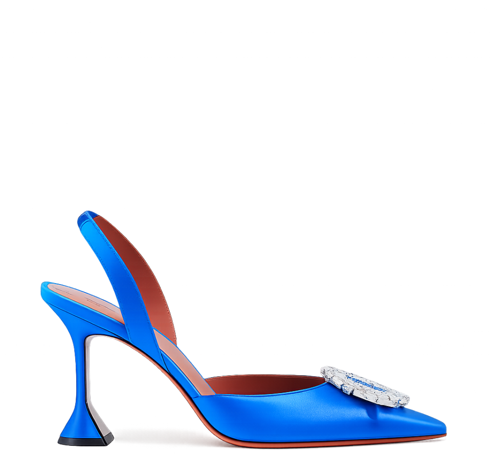 Saks Mavi Saten Taşlı 10Cm Stiletto