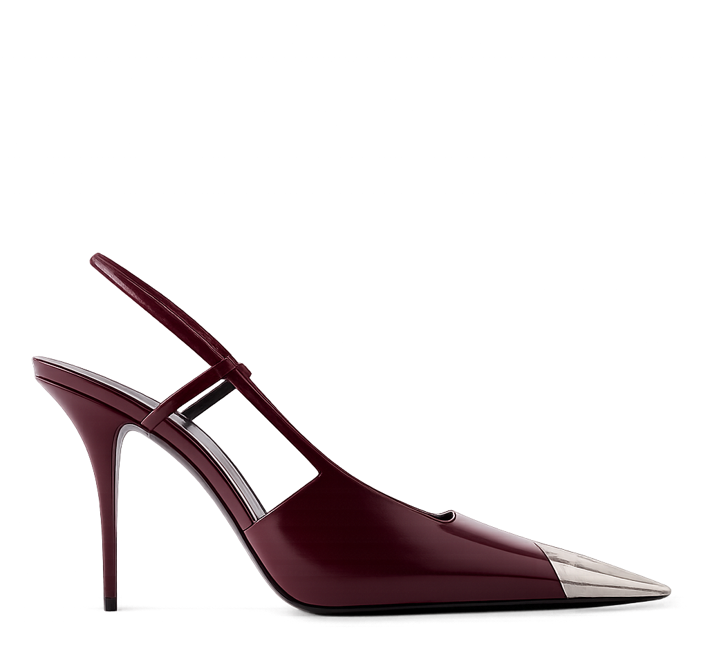 Bordo Deri Metal Burunlu 9CM Stiletto