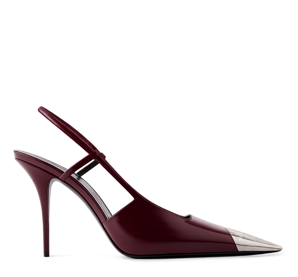 Bordo Deri Metal Burunlu 9CM Stiletto