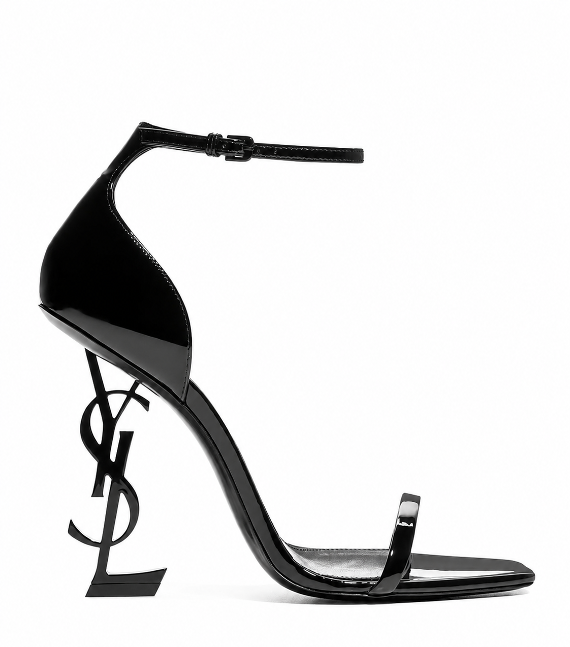 Siyah Rugan Metal Topuk 11CM Sandalet
