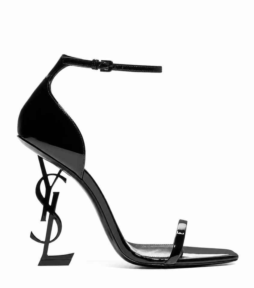 Siyah Rugan Metal Topuk 11CM Sandalet