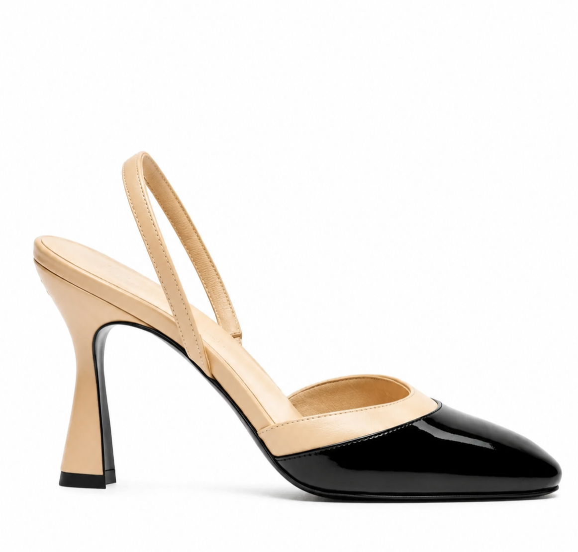 Siyah Ten Deri 9CM Açık Stiletto
