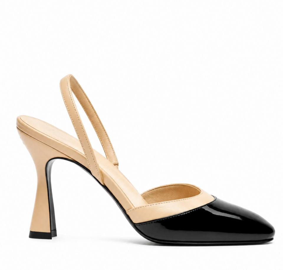 Siyah Ten Deri 9CM Açık Stiletto