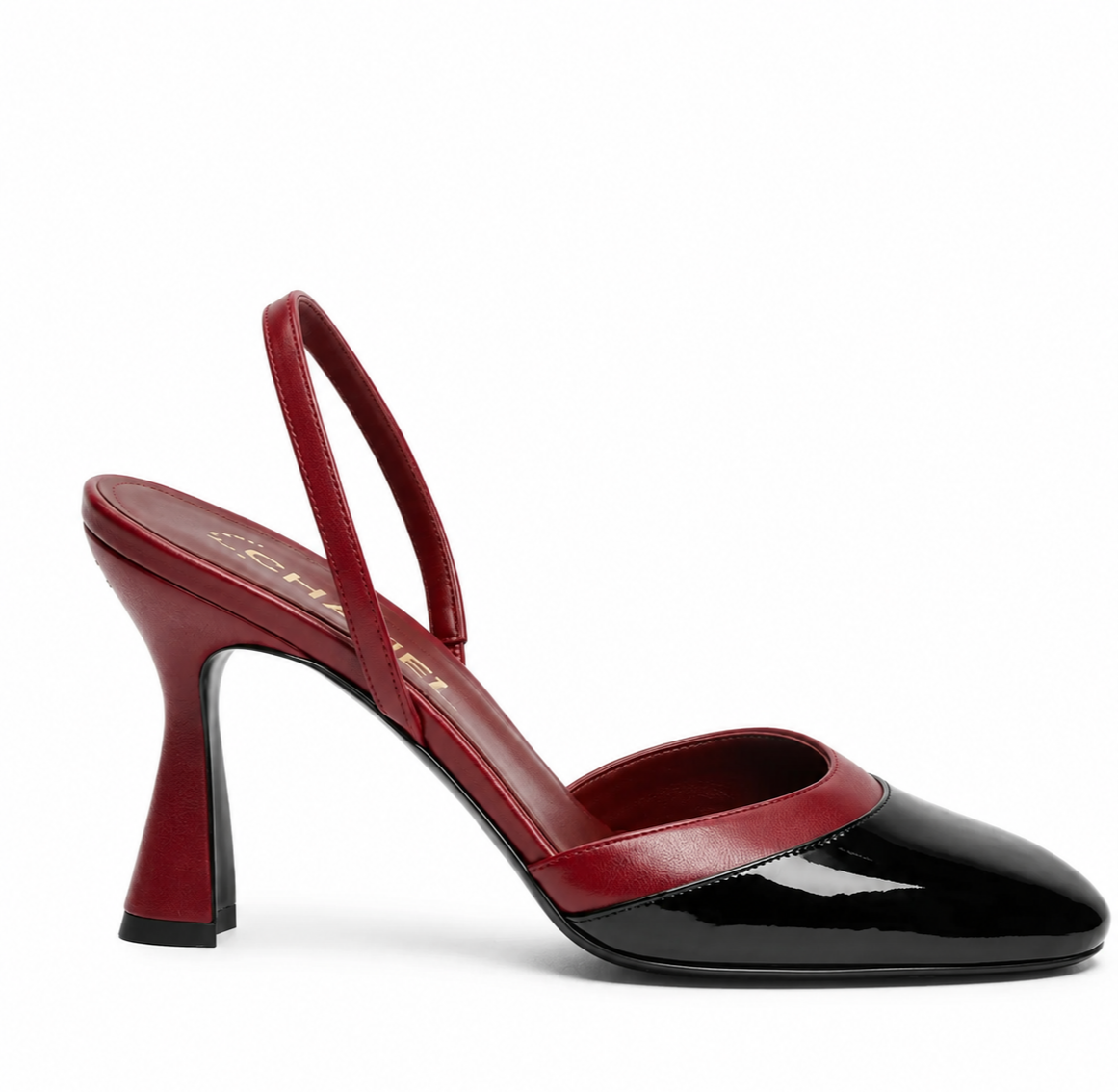 Siyah Bordo Deri 9CM Açık Stiletto