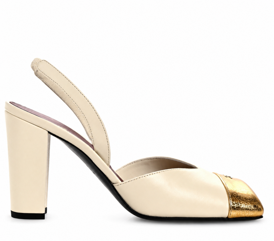 Krem Deri 9CM Açık Stiletto